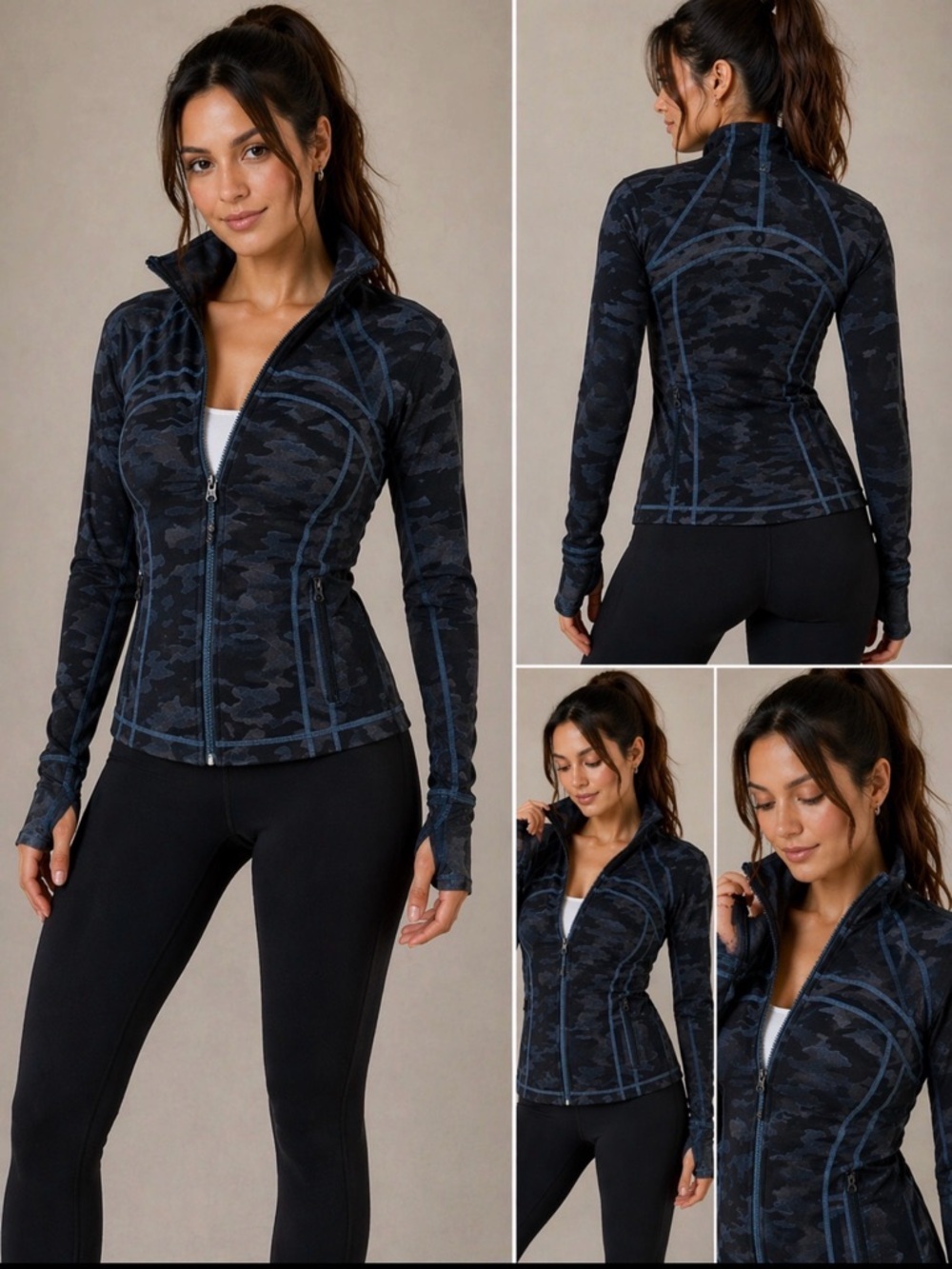 Lululemon Define Jacket Blue Camo Print Discontinued Luon Full Zip Size 8 - Picture 5 of 8